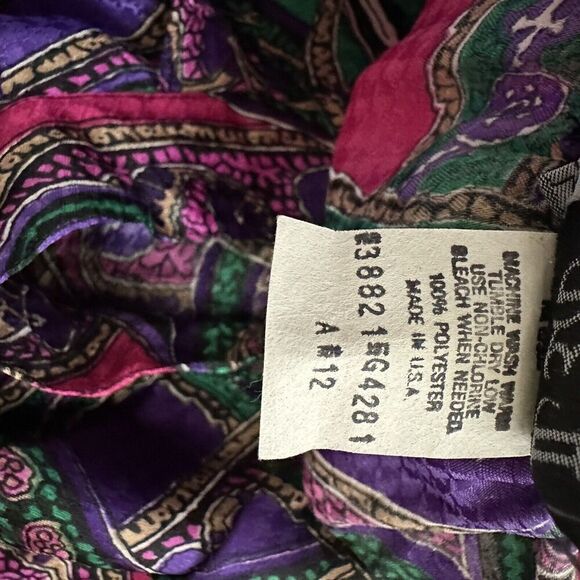 Gianna Womens Vintage 90s Midi Skirt Size 12 Purple Pink Paisley Pleated Satin - Picture 6 of 10